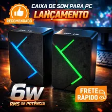 Caixa de Som 6W USB + P2 2.0 Para PC e Notebook Linha Premium Super Potente Modelo Novo