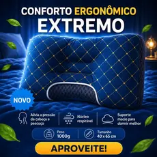 Travesseiro Ortopédico Cervical Fino Ergonômica de Algodão Tricotado para Pescoço e Coluna COR AZUL