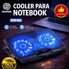 Base Cooler para Notebook com LED Azul 2 Fans Silenciosos USB Ajustável
