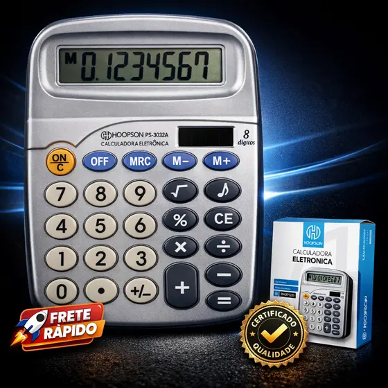 Calculadora de mesa 8 Dígitos com Teclas Grandes e Visor Amplo para Uso Escolar e Escritório