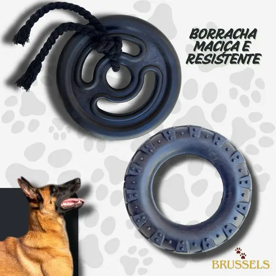 Kit Brinquedos Para Cachorro Pneu + Anilha Com Corda Para Cães