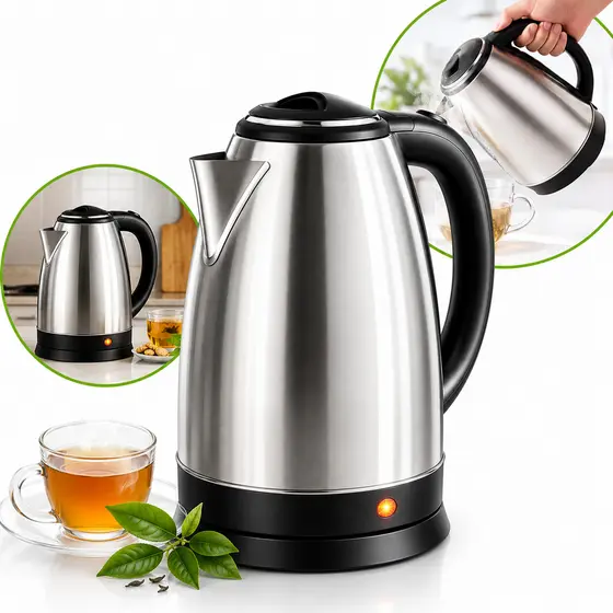 Chaleira Elétrica Inox 1.8 Litros 110V Desligamento Automático Aquecimento Rápido Jarra Água