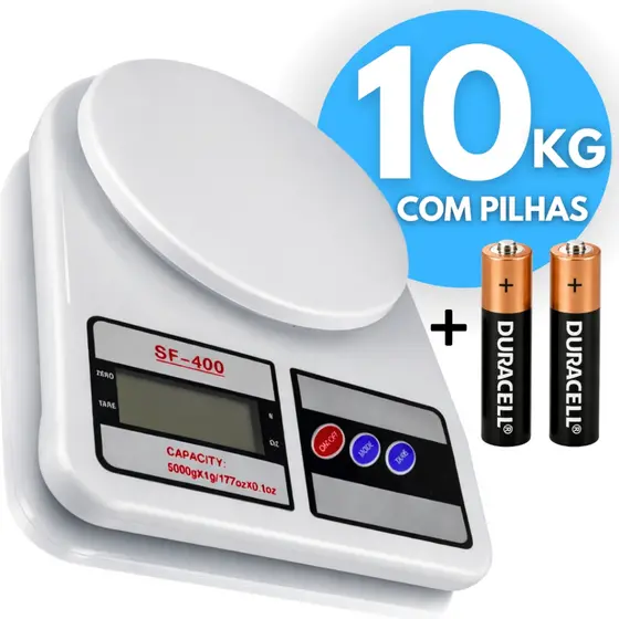 Balança Digital Cozinha com Pilha 10kg Alta Precisão para Alimentos Dieta Nutrição Confeitaria