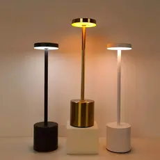 Luminária de Mesa Abajur Cabeceira Escrivaninha LED 3 em 1 Recarregável Tipo C Preto Cromado Dourado