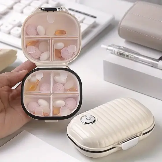 Mini Portátil Pill Box Viagem Por 7 Grades Organizador Dividir Pacote Comprimidos Selados Caixa De Armazenamento