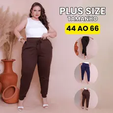 Calça Feminina Jogger Plus Size Malha Canelada Premium do G1, G2, G3, G4, G5 e G6