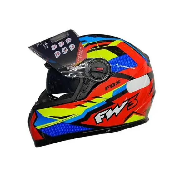 Capacete FW3 Gtx Fox Laranja Com Viseira Solar Fechado