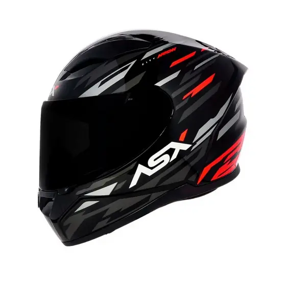 CAPACETE ASX CITY ARROW FECHADO PRETO CINZA VERMELHO RESISTENTE LEVE CUSTO BENEFICIO