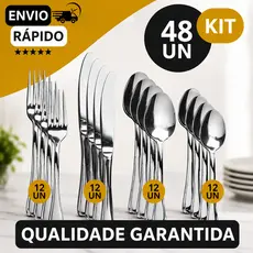 Jogo de Talheres 12/24/48 peças Aço Inox 12 Facas 12 Garfos de Mesa 12 Colheres e 12 Colheres de Sobremesa Oferta