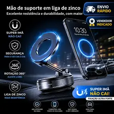 Suporte Veicular Magnético Forte Para Telefone Carro Dobrável 360 ° A Vácuo Ajustável Universal