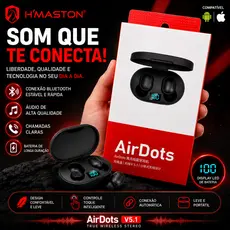 Fone De Ouvido Sem Fio BluetoothTWS 5.1 Compacto com Case | Tipo Airdots 2