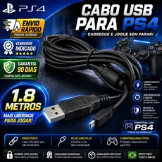 Cabo Carregador Para Controle Ps4 Com Filtro Pronta Entrega 1.8M