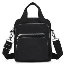 Bolsa feminina nylon impermeável vira mochila transversal tiracolo leve 3em1Com pingente de bola de cabelo