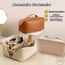 Bolsa Necessaire Organizador de Maquiagem Espaçosa Portátil Ideal para Viagem e Uso Diário