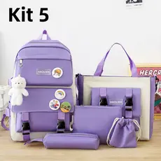 Kit 5 Bolsa Mochila Femina Musculina De Nylon adequado Para Escola Multiuso