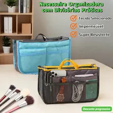 Organizador De Viagem Dupla Camada Com Divisórias E Zíper