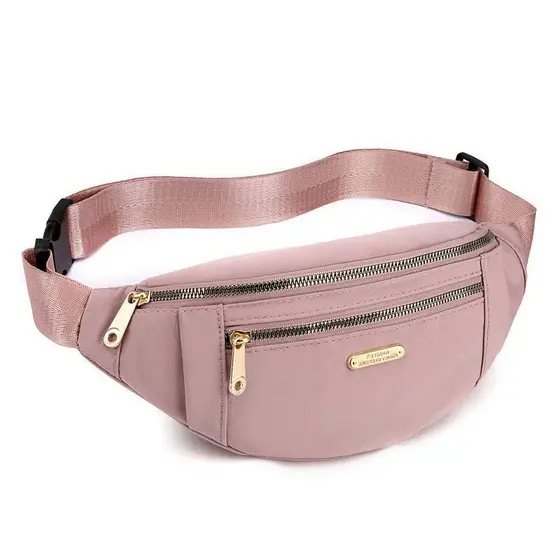 Bolsa Transversal Feminina Pochete em Lona Estilo Coreano Ajustável para Cintura e Peito