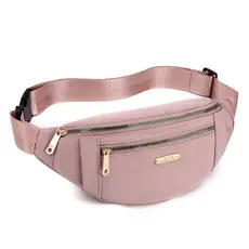 Bolsa Transversal Feminina Pochete em Lona Estilo Coreano Ajustável para Cintura e Peito