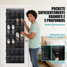 Organizador de Sapatos Pendurável para Porta, Multiuso, Dobrável e Resistente