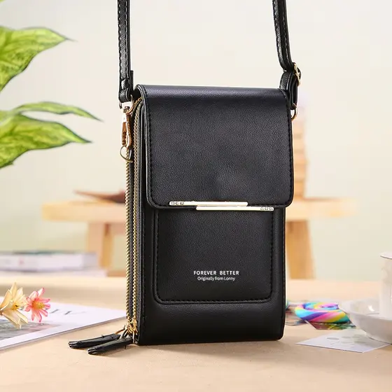 Crazy Bag Bolsa Feminina Transversal Touch Screen com Porta Celular e Cartão Fecho Magnético