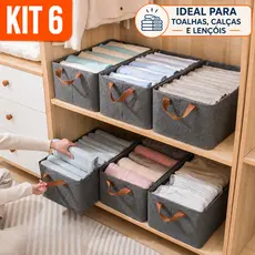 Kit 6 Organizador De Roupas Calça Jeans Armazenamento de Armário e Guarda Roupa Cesto de Organização