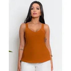 Regata blusa social Alça Grossa Crepinho Moda Verão Poliéster P ao GG