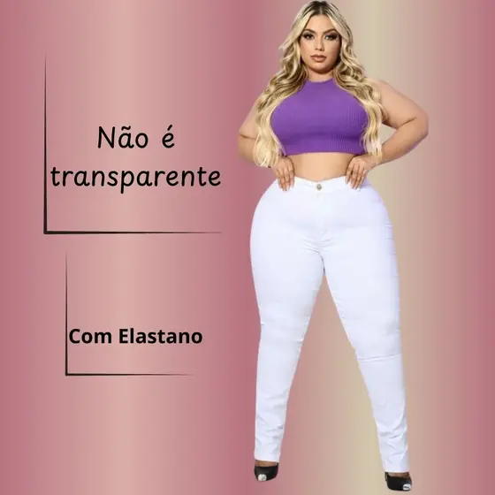Cal莽a Jeans Branca Plus Size Feminina 46 ao 54 Confort谩vel e Estilosa