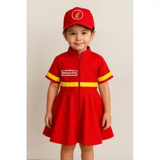 fantasia de bombeira infantil feminina,acompanha boné (feito com tecido de oxfordine)