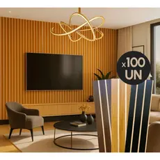 Kit até 100 Placas Ripadas MDF 45×11cm Painel Decorativo Revestimento de Parede Autocolante Premium