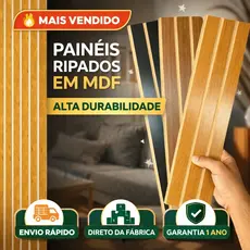 Kit Até 50 Placas Painel Ripado MDF 45x11 Autocolante Revestimento Decorativo Parede