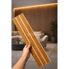 Kit  Até 100 Placas Painel Ripado MDF Autocolante45x11cm Revestimento Decorativo 3D Parede