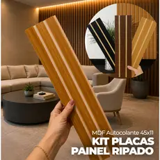 Kit Até 30 Placas Painel Ripado MDF Autocolante 45x11 Revestimento 3D Decorativo Parede Envio Rápido