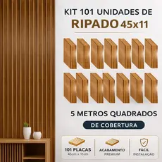 Kit Até 100 Placas Ripadas MDF 45x11cm Autoadesivo | Painel Decorativo Premium Alta Qualidade