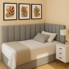 Kit Até 20 Cabeceiras Adesivas Estofadas em L 45x20cm Painel Cama Solteiro Casal Queen King Premium Decorativo