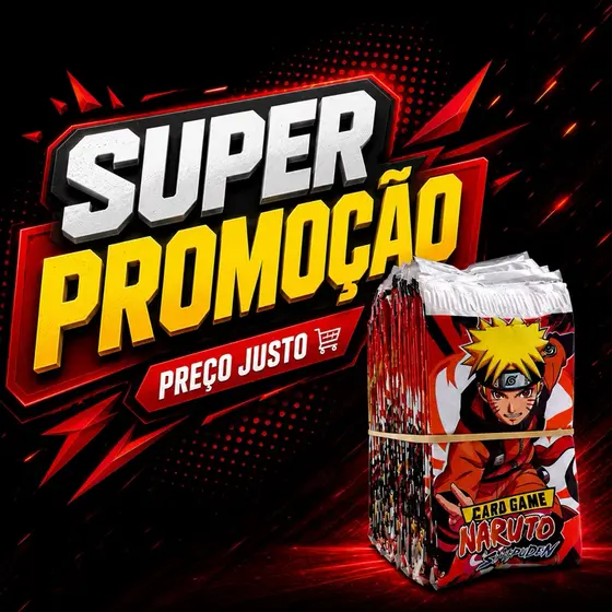 Kit 50 Pacotinhos = 200 Cards Naruto Shippuden Bater Bafo