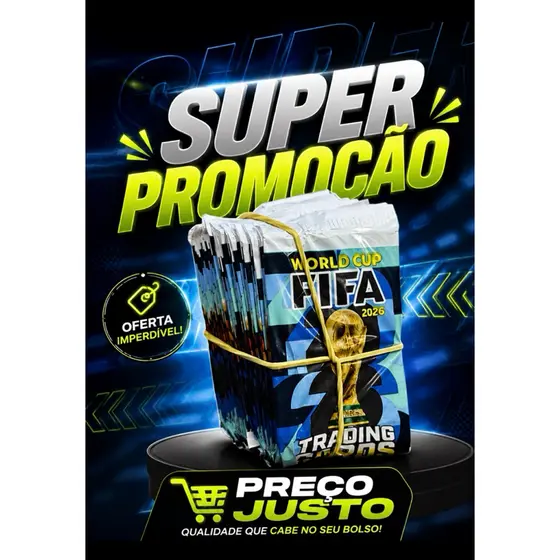 Kit 200 Cards Copa do Mundo Fifa 2026 50 Pacotinhos Fechados Futebol Para Bater Bafo Trocar Cartas (SUPER PROMOÇÃO)
