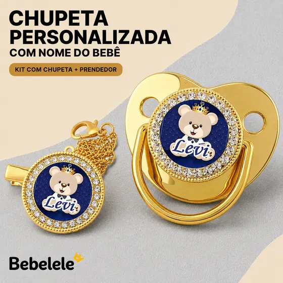 Chupeta de bebê dourada para bebê menino, personalizada com nome e foto, presente de aniversário