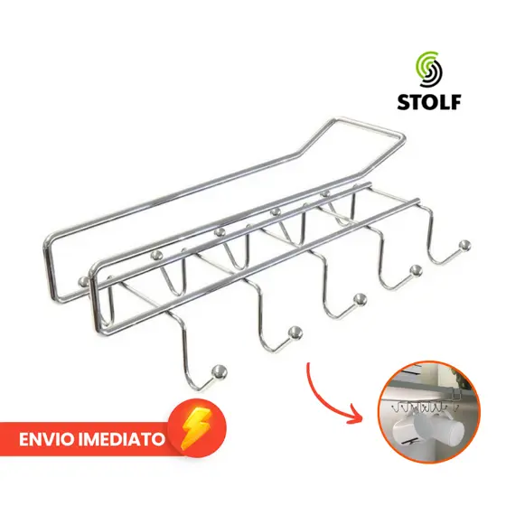 Suporte Para Xícara de Encaixar no Armário Cromado