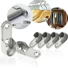 Kit 6 Suporte Lateral Cabideiro Tubo Oval 16mm Barra Arara Guarda Roupas Cromado Aço Fixador Armário