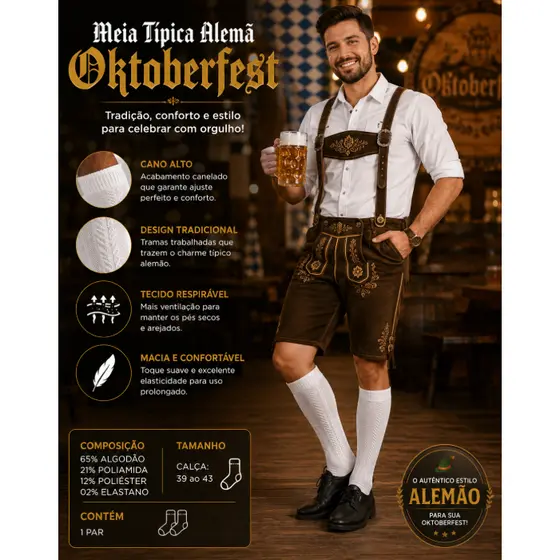 Meia Típica Alemã Oktoberfest - Masculino