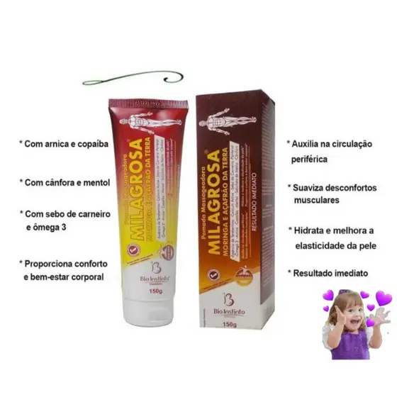 Pomada Desodorante Massageadora Milagrosa com Moringa e Açafrão da Terra 140G