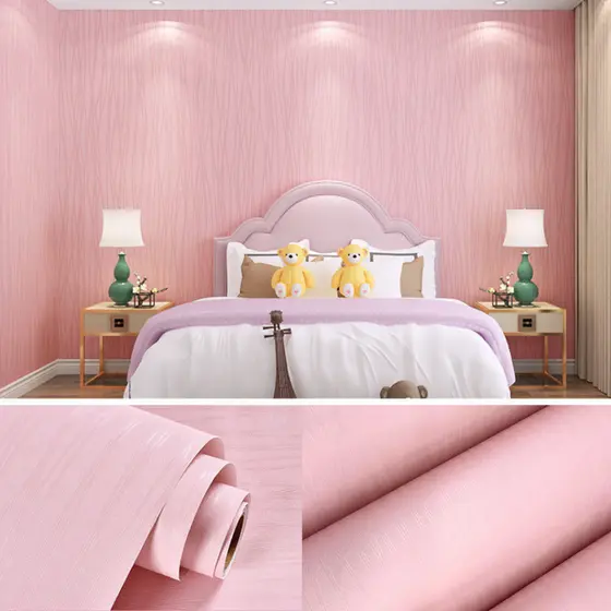 Papel Adesivo Rosa 10 Metros com Textura para Decoração de Quarto, Sala