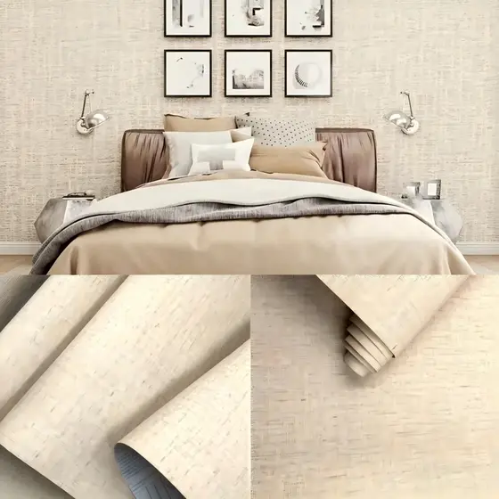 Papel Adesivo Linho Marrom Claro para Decoração, Sala, Quarto, Lavanderia
