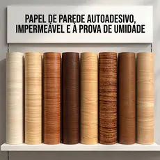Papel de Parede Madeira 3D 5m x 45cm Autoadesivo Removível Fácil Aplicação Lavável Para Móveis Paredes Geladeira