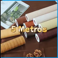 Papel de Parede Madeira 3D Autoadesivo 5m x 45cm Removível Lavável Decoração para Sala Quarto Móveis Geladeira