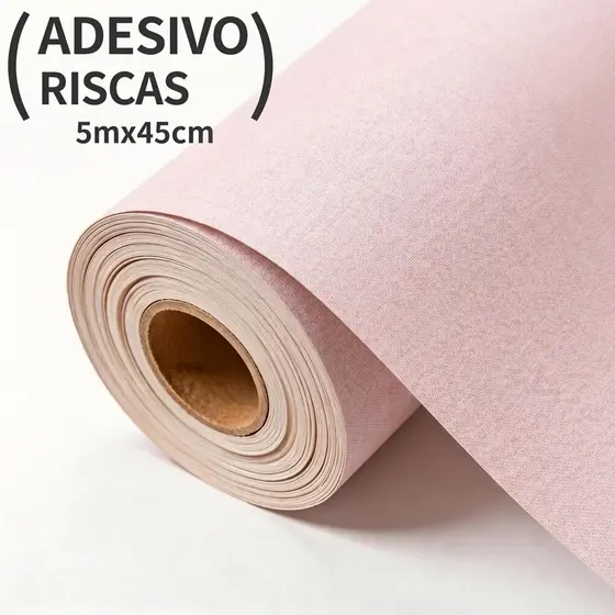 Papel Adesivo Rosa Claro Texturizado Impermeável Autocolante 5m x 45cm para Quarto, Sala e Decoração