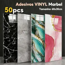 Kit com 40/20/10 Placas Adesivas Efeito Mármore 60x30cm | Decoração Moderna para Sala, Quarto e Cozinha