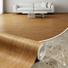 Adesivo Para Piso Pvc Textura De Madeira De Castanho Claro Autocolante Proprio Para Chão Rolo De 5 Metros X 61cm