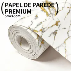Papel de Parede 5 Metros Mármore Dourado Exclusivo Lavável Quarto, Sala e Cozinha.