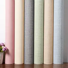 Papel de Parede Linho Bege Premium Autoadesivo Impermeável para Sala Quarto Decoração Moderna 5Mx45CM